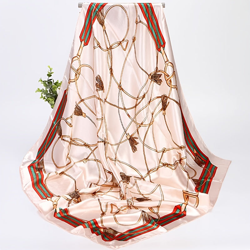 Large Satin Square Scarf Fashion Neck Wrap Lightweight Silk-Like Polyester