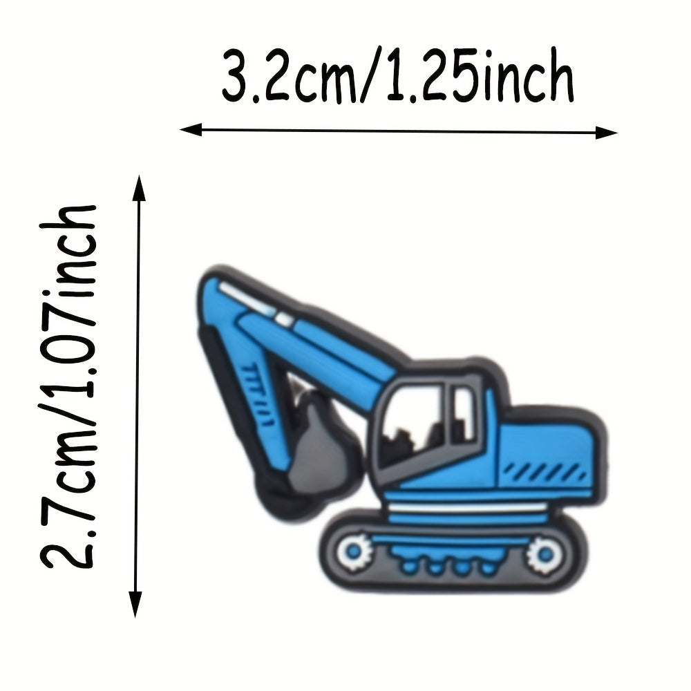 Kids PVC Construction Vehicle Shoe Charms Set 15pcs Assorted Colors