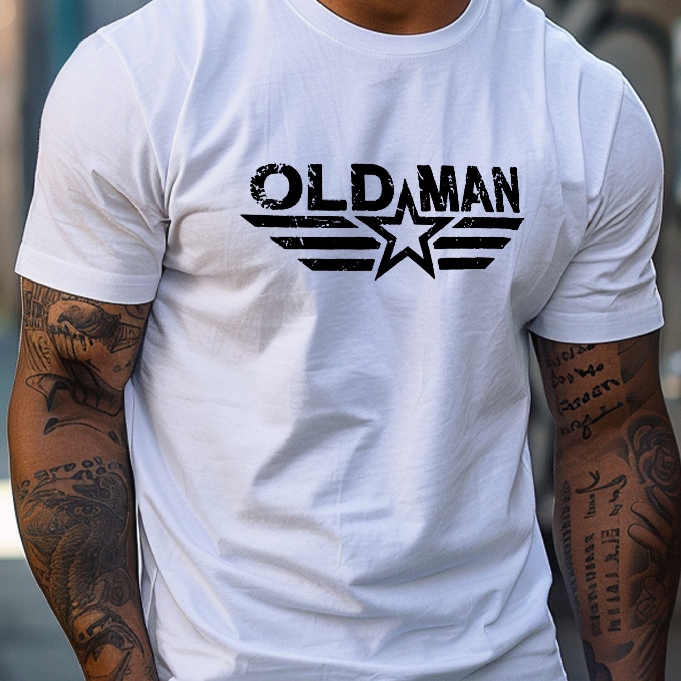 Мужская футболка из полиэстера с круглым вырезом, короткий рукав, обычный крой, летняя с графикой, увеличенного размера