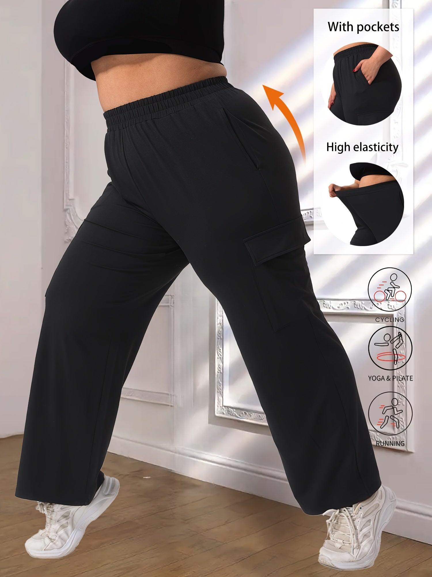 Plus Size High-Waisted Joggers Breathable Stretchy Casual Pants