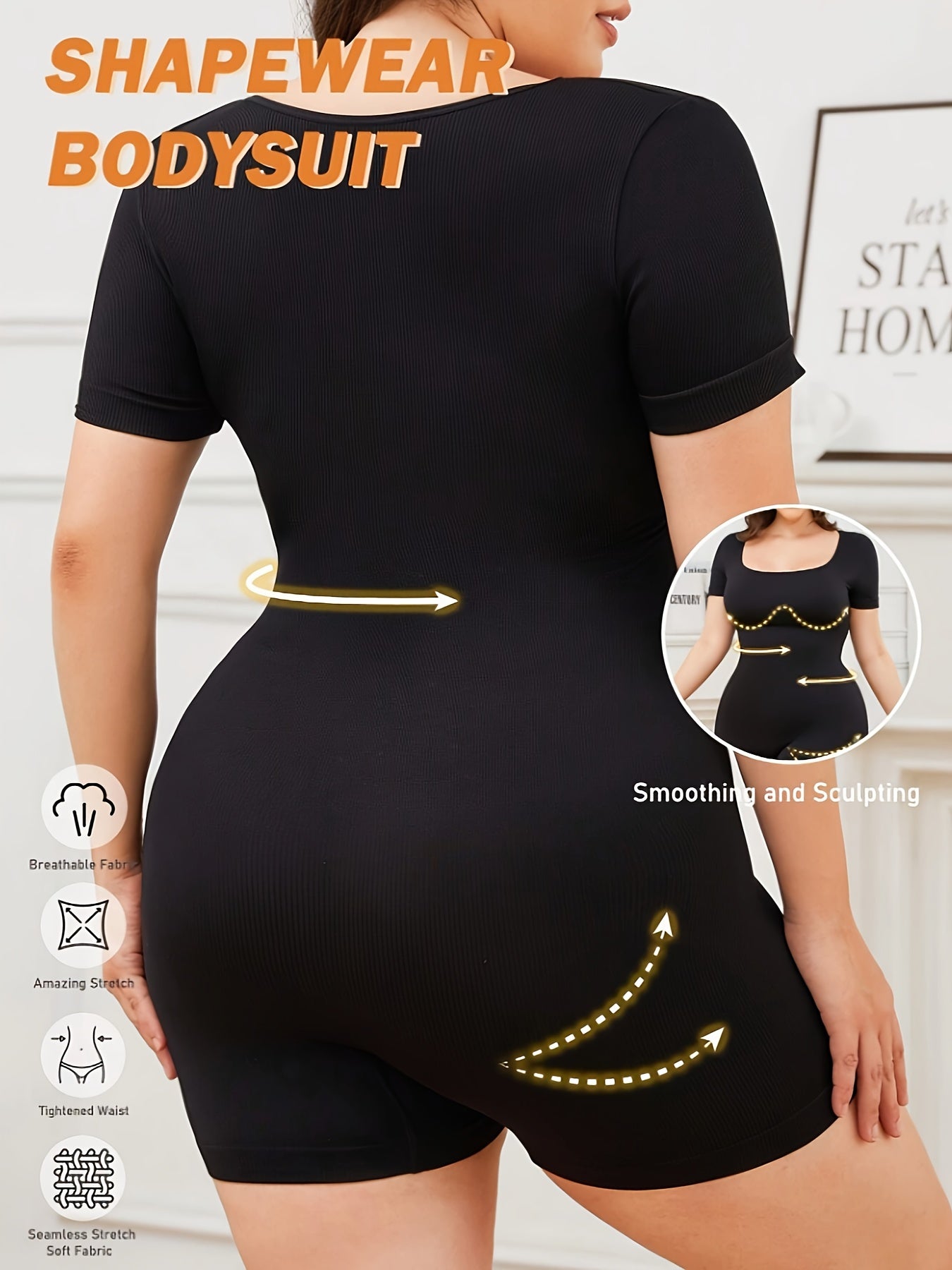 Women's Seamless Plus Size Shapewear Bodysuit Tummy Control Workout Jumpsuit