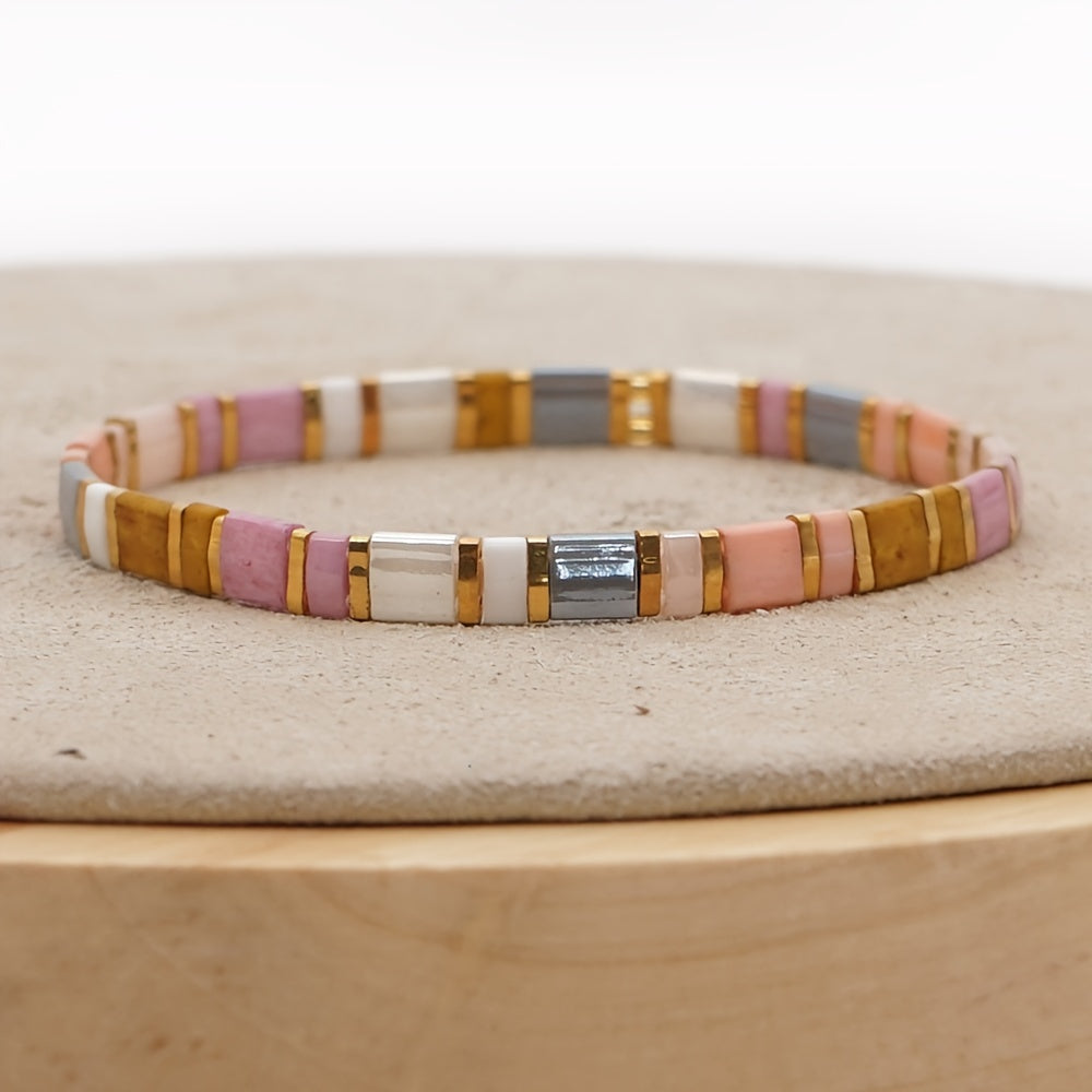 Pulsera de cuentas Miyuki Boho Chic para mujer, joyería elástica Tila