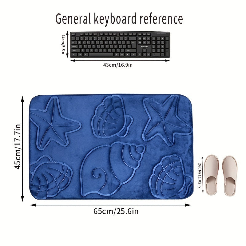 High-Density 25D Sponge Bath Mat with Soft Starfish Shell Embossing Non-Slip Absorbent for Bathtubs Showers
