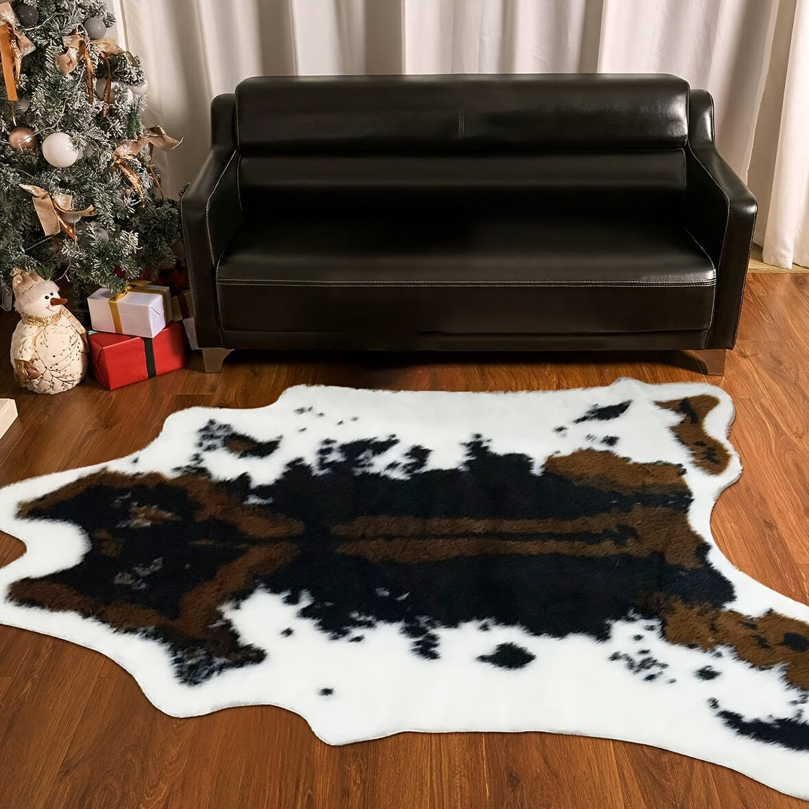 Premium Faux Cowhide Rug Large Cow Print Carpet for Bedroom Living Room