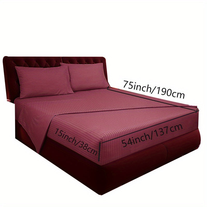 Luxury Striped Sheet Set 4 Pieces 1800 Thread Count Microfiber Deep Pockets Breathable