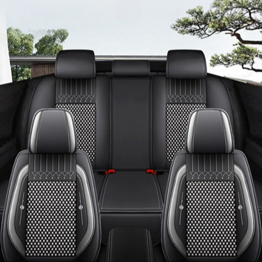 Universal Car Seat Covers Breathable Fabric Full Set Black Red Five Seat