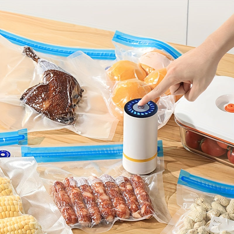 Portable Electric Food Vacuum Sealer with Reusable Bags and USB Rechargeable Pump