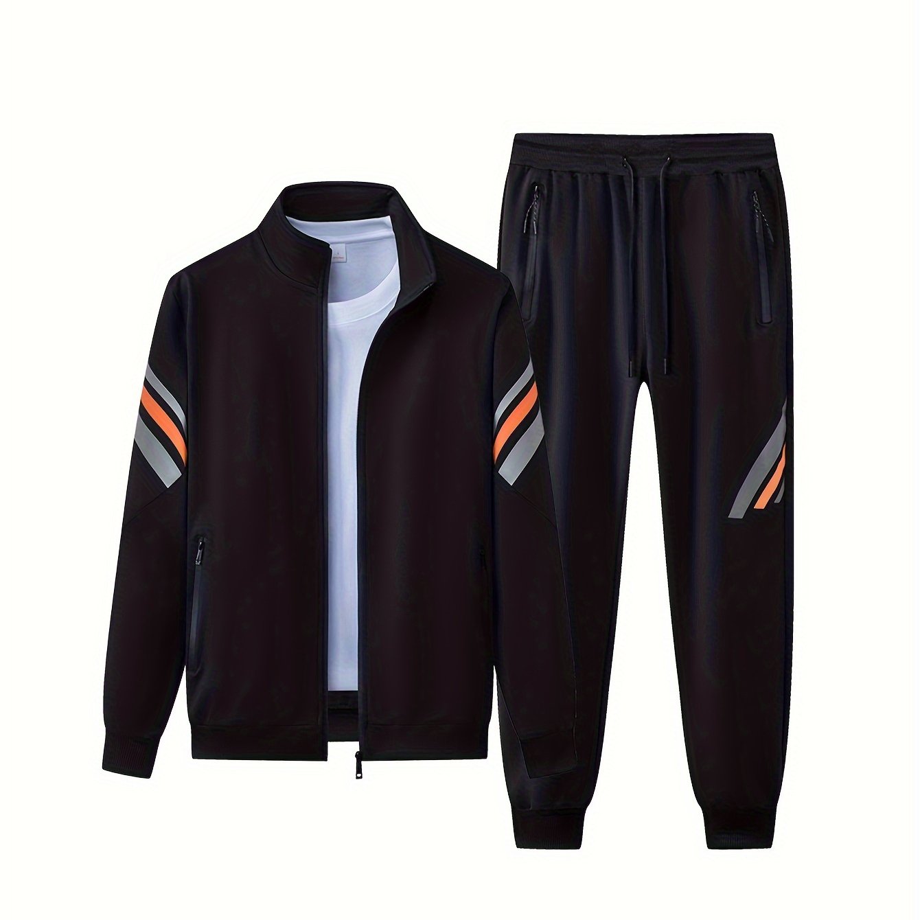 Men's Knitted Sweatsuit Set with Cardigan Jacket and Pants for Casual and Sports Use
