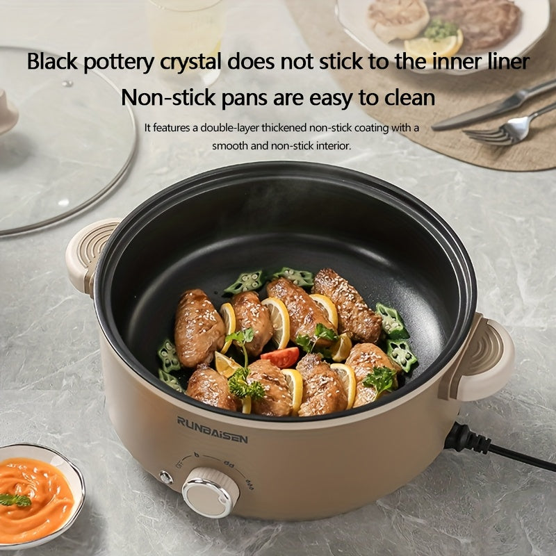 Electric Portable Pot Non-Stick Stir-Fry Steamer 3-Power Control Stainless Steel