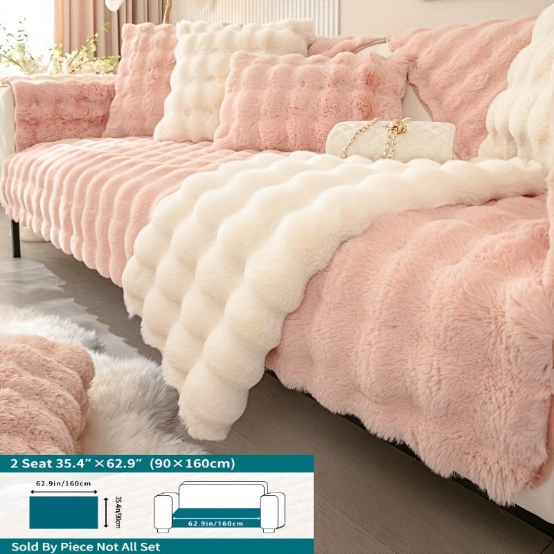 Winter Plush Sofa Cover Anti-Slip Dustproof Slipcover for Couch Living Room Bedroom