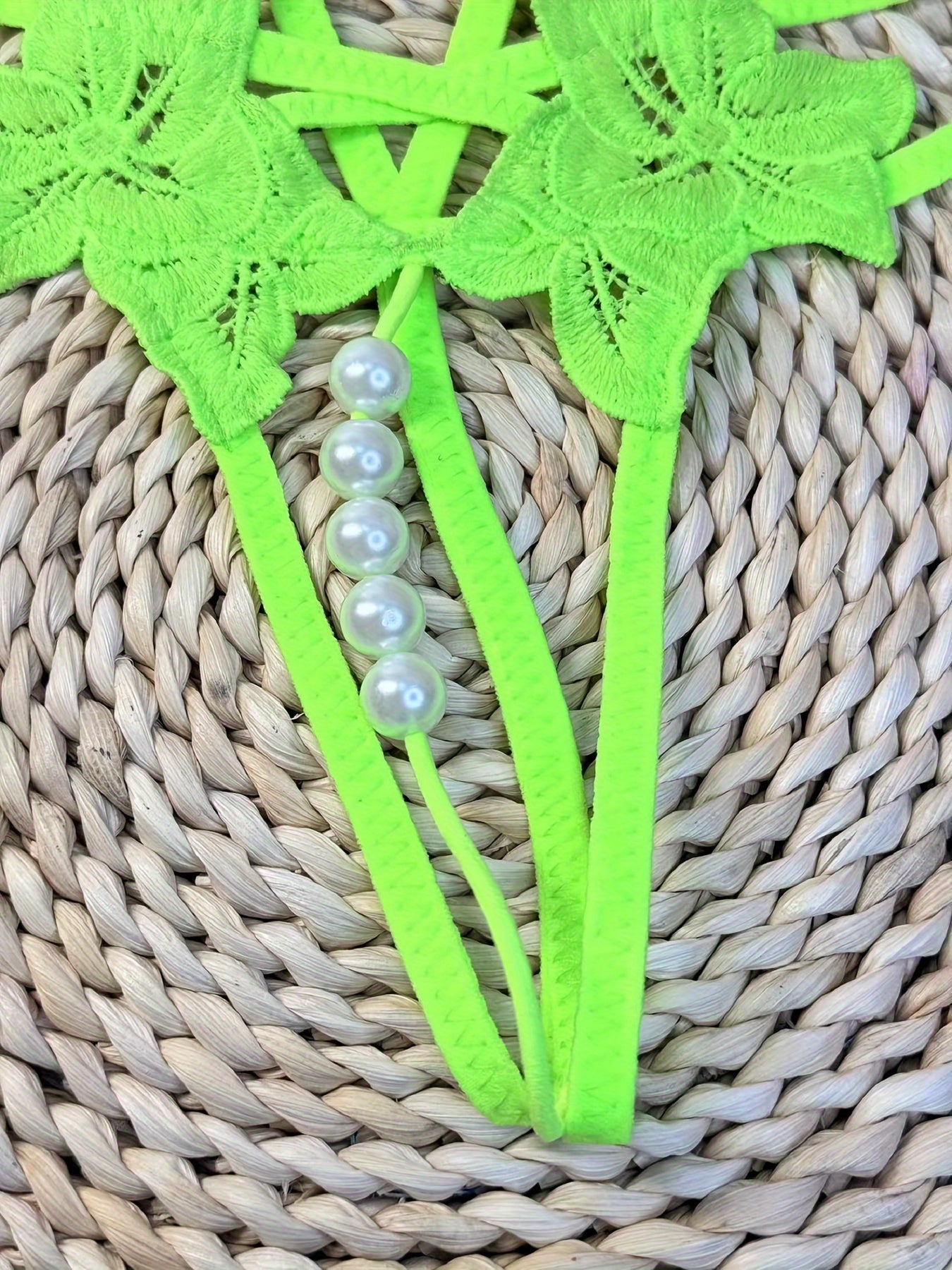 Women's Pearl Open Crotch Thong Lingerie