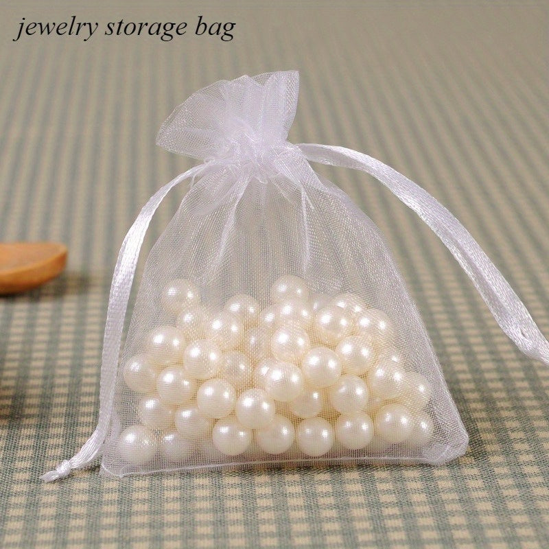 40 High-Quality Sheer Organza Drawstring Bags for Party Favors Jewelry Packaging