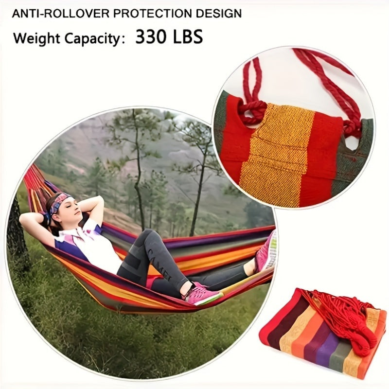 Camping Hammock 149.69kg Capacity Foldable Portable Breathable Cotton with Tree Ropes