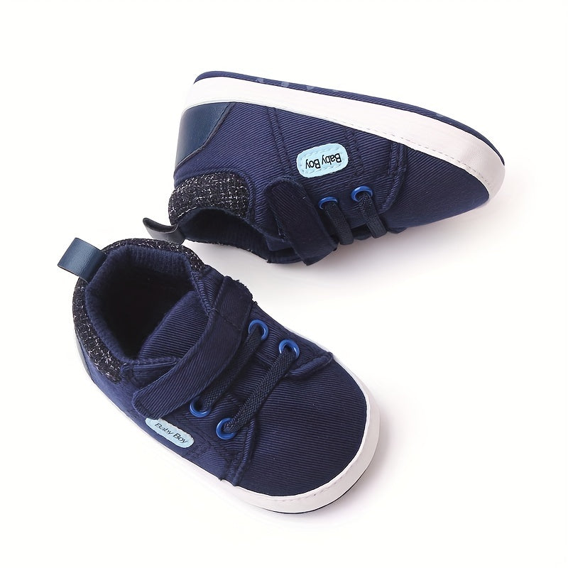 Infant Baby Boys Non-Slip High Top Canvas Sneakers Lightweight Geometric Embroidered