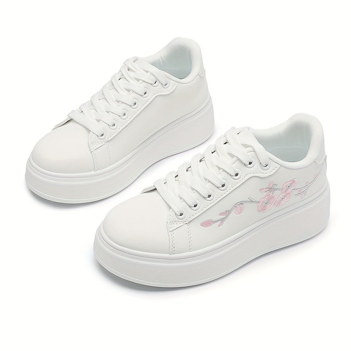 Ayollar uchun tikilgan kanvas sport oyoq kiyimlari, qalin tormozsiz tagliklar bilan