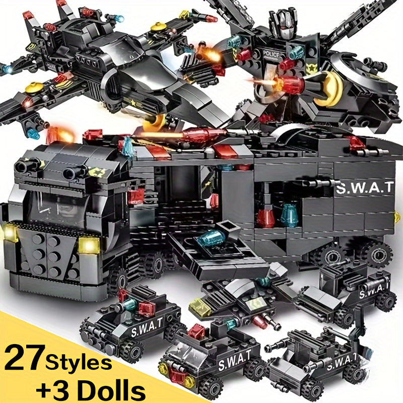 Building Blocks Toy Swat Police Robot Car for Kids Age 6+ Black Educational Toy