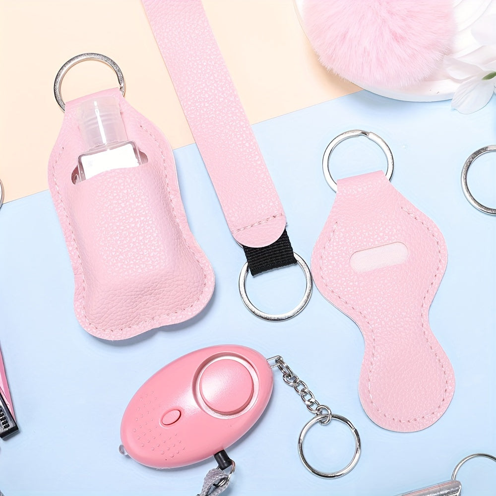 Set of 10 Women's Pink Safety Accessories Personal Alarm Window Breaker Gift Set