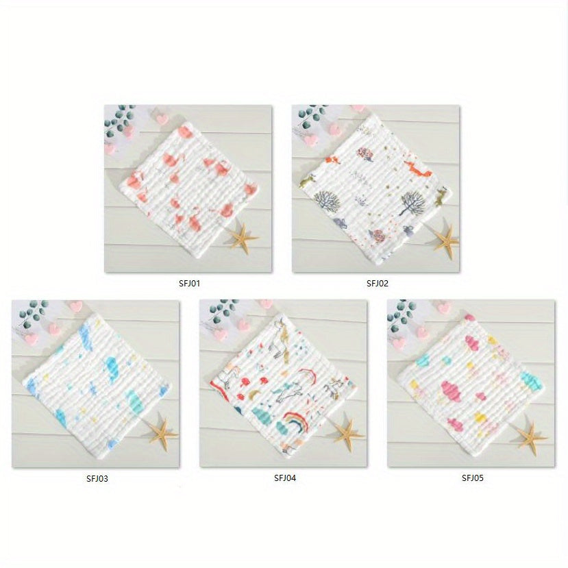 Set of 5 Cotton Muslin Baby Washcloths Soft Face Cloths for Newborns 30x30 cm