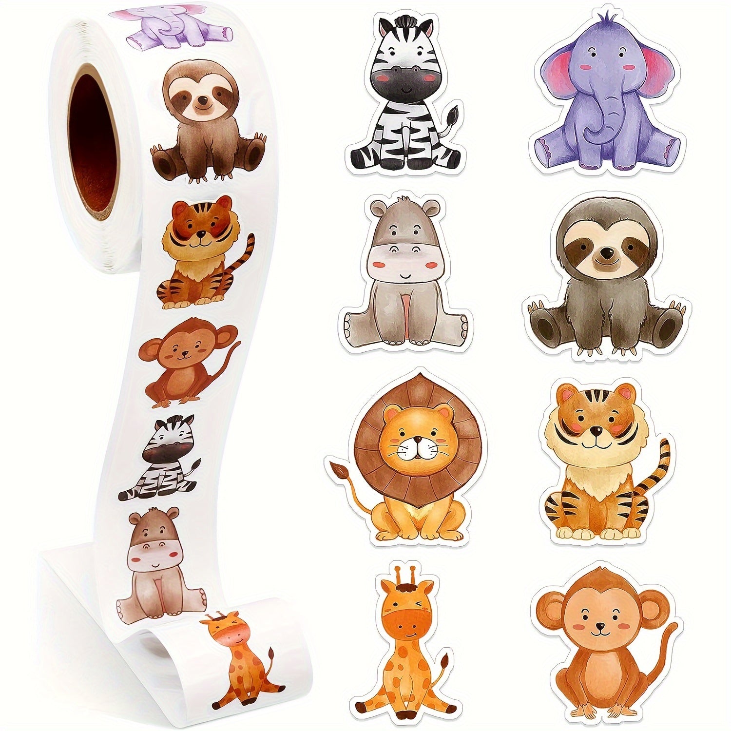 Whimsical Animal Stickers Roll 500 Sheets Glossy Irregular Shapes for Party Decor Gift Wrapping