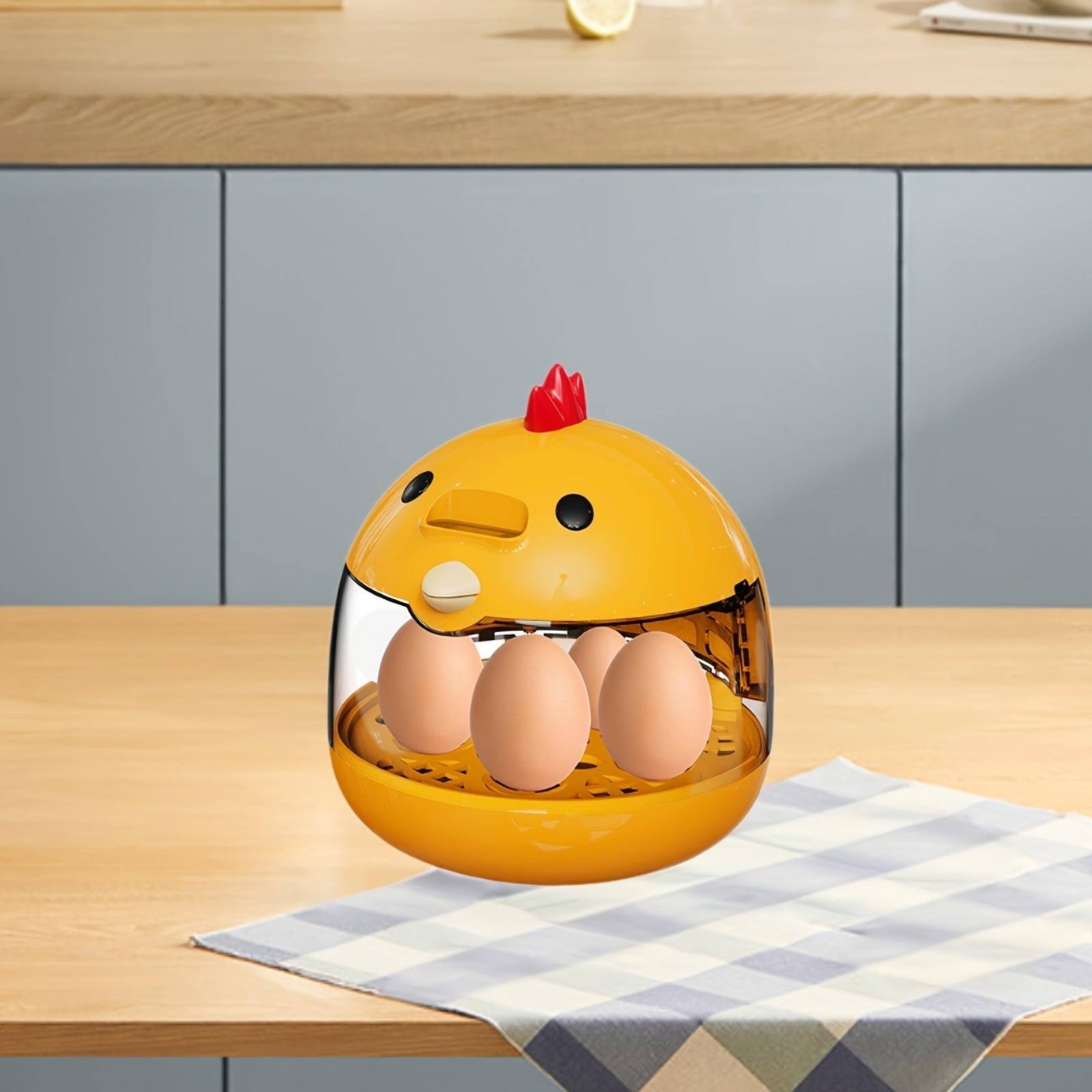 USB-Powered Egg Incubator with Transparent Hatching Chamber and Cute Chick Design for Poultry Eggs