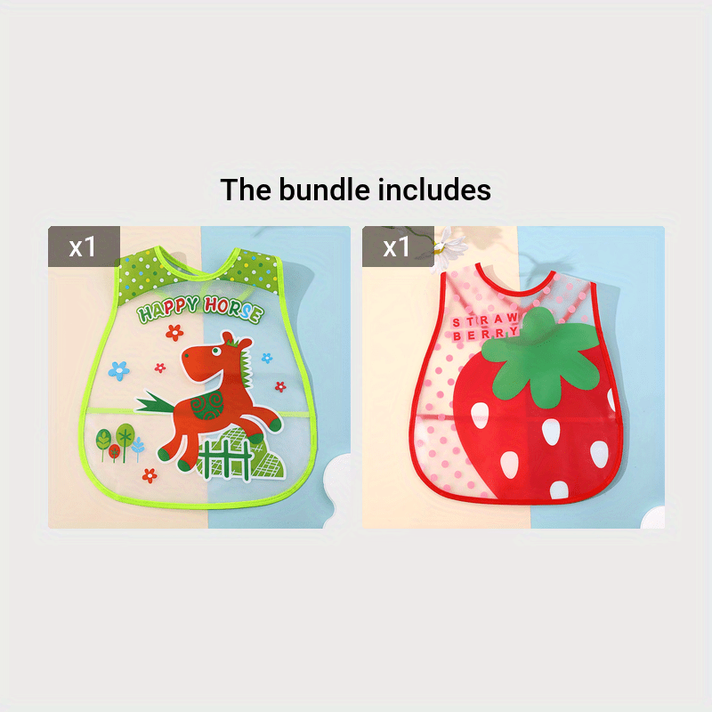 Kids Waterproof Feeding Bib Sleeveless Soft Polyester with Magic Tape Closure