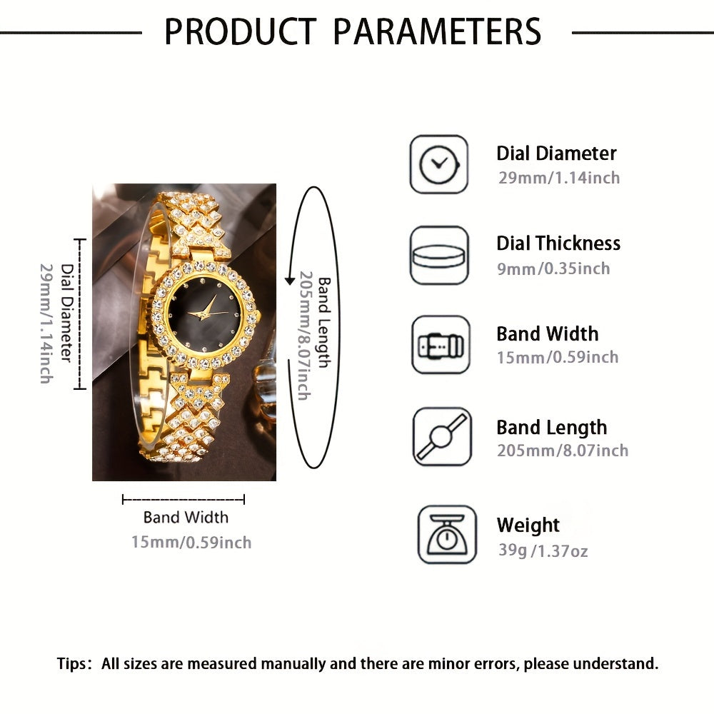 Women's Watch and Jewelry Set Retro Faux Leather Strap Crystal Accents Zinc Alloy Case