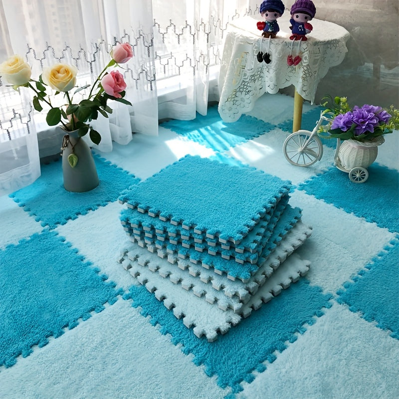 Velvet Patchwork Floor Mat for Room Bay Window with Storage Washable
