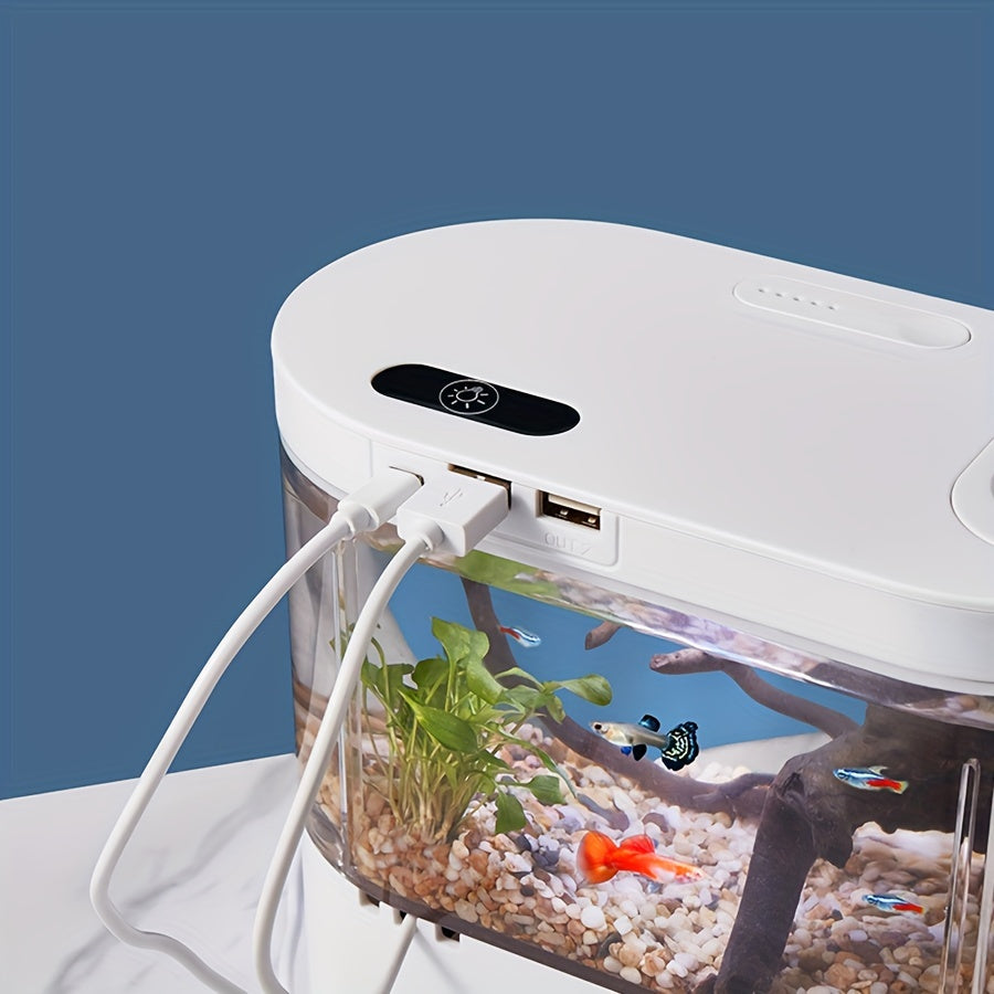 Oval LED Fish Tank with Smart Clean Technology and USB Rechargeable