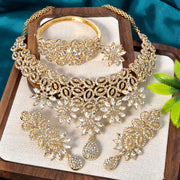 Women’s Middle Eastern Bohemian Jewelry Set Pendant Necklace Bracelet Earrings Ring Black Flower Pattern