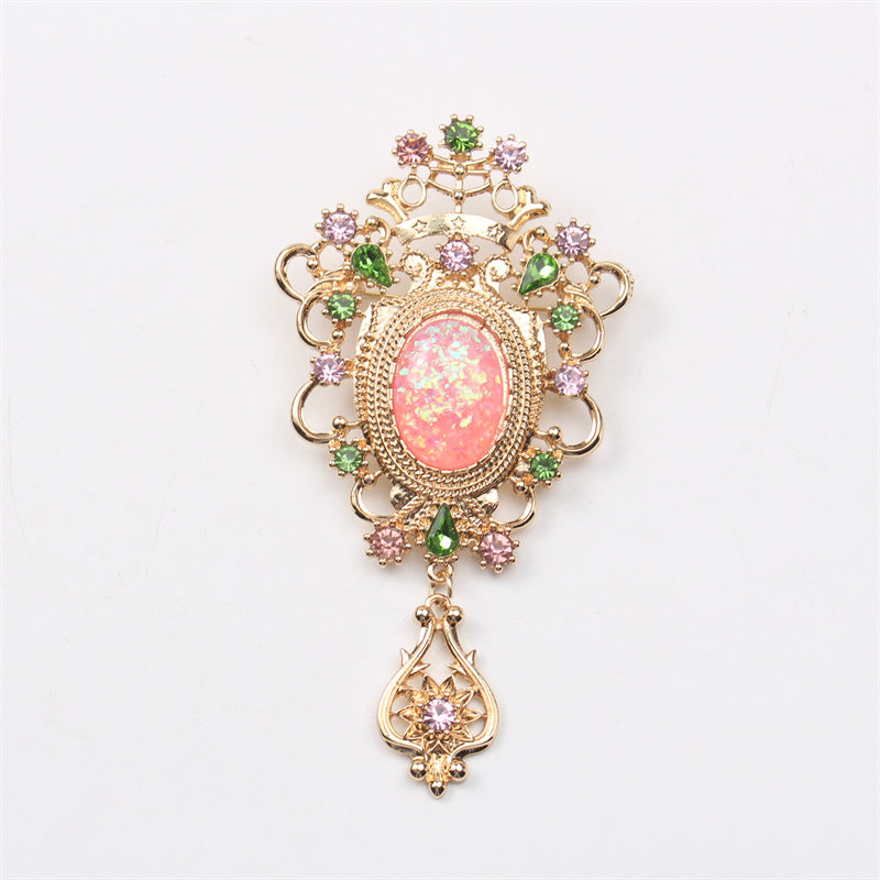 Retro-Style Rhinestone Enamel Brooch for Men and Women Baroque Irregular Pin Statement Jewelry