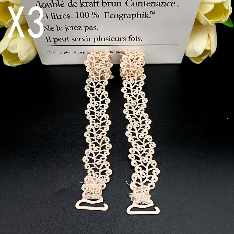 Women's Adjustable Floral Bra Straps in Beige White Black Polyester Lingerie Accessories