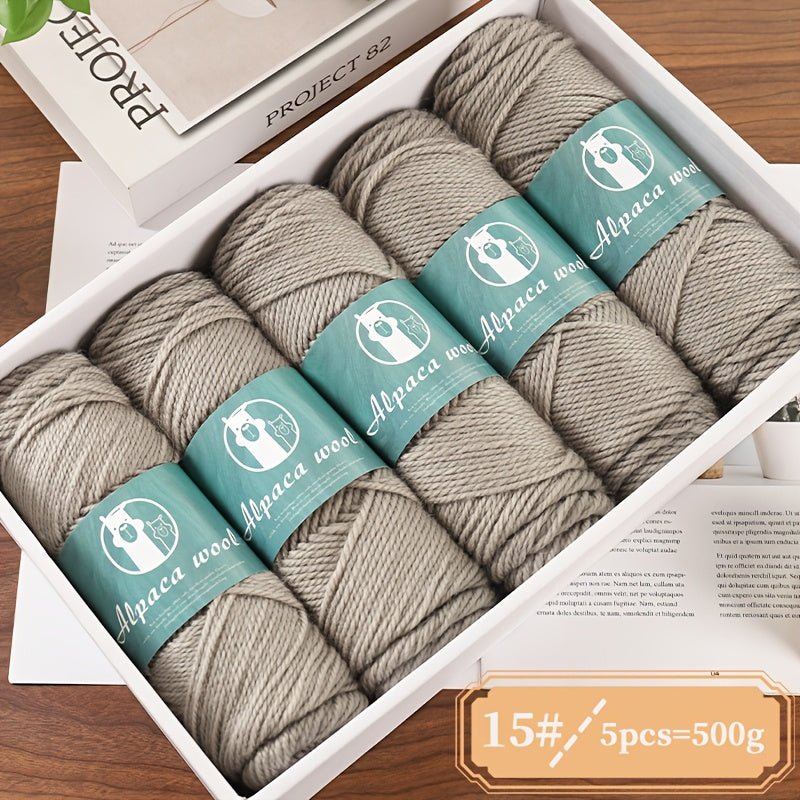 5-Pack Multicolor Alpaca Wool Yarn 500g Thick-Thin Self-Striping and Ombre