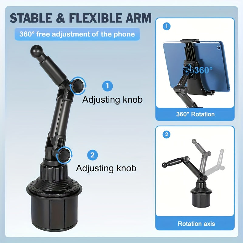 Universal Car Cup Holder Mount for Tablets and Smartphones ABS Waterproof Rotatable