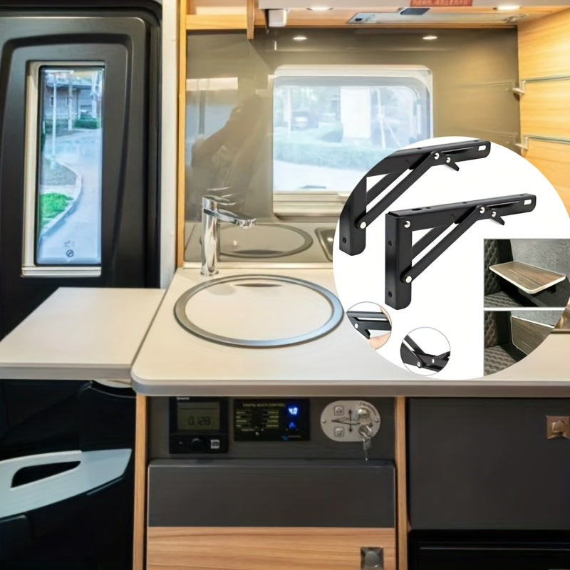 2PCS Folding Bracket Set for RV Caravan Mini Table Black Finish Car Accessories
