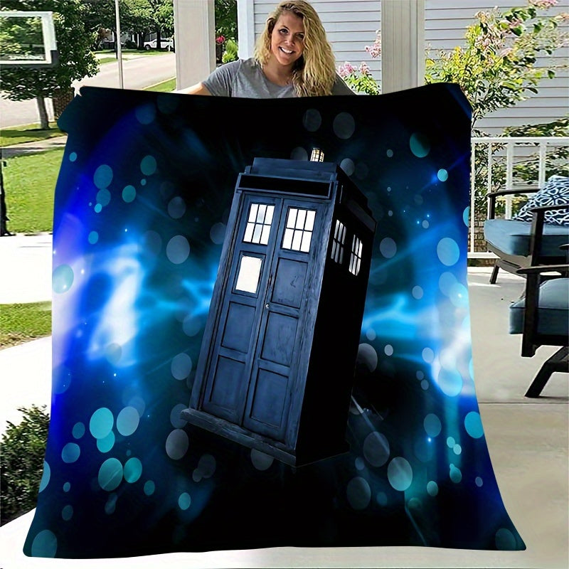 Mysterious TARDIS Space Pattern Flannel Throw Blanket Polyester All-Season Quilted