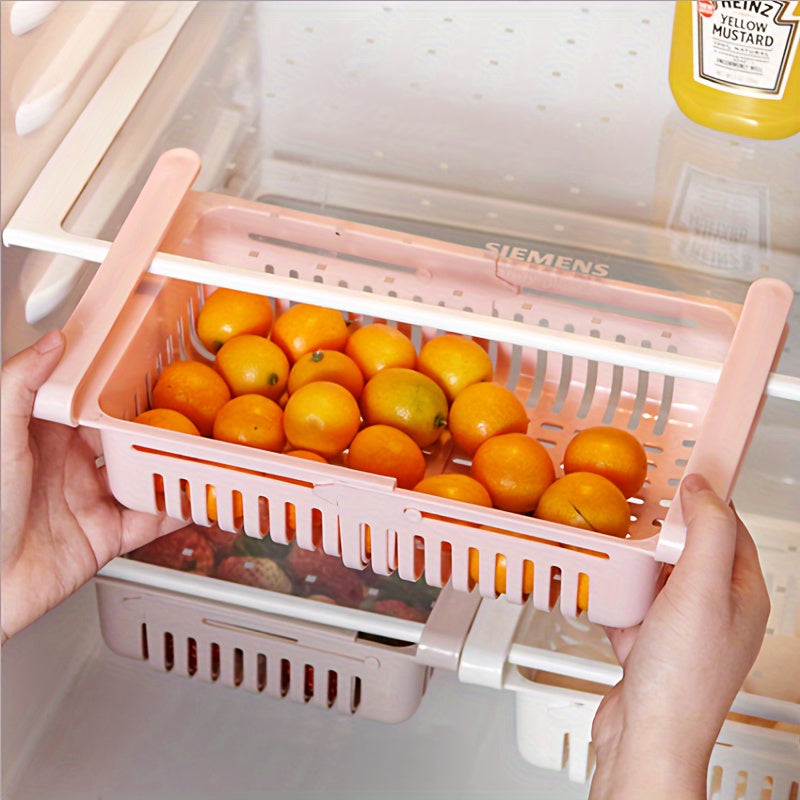 Kitchen Refrigerator Organizer with Drainage Shelf Rack and Storage Basket
