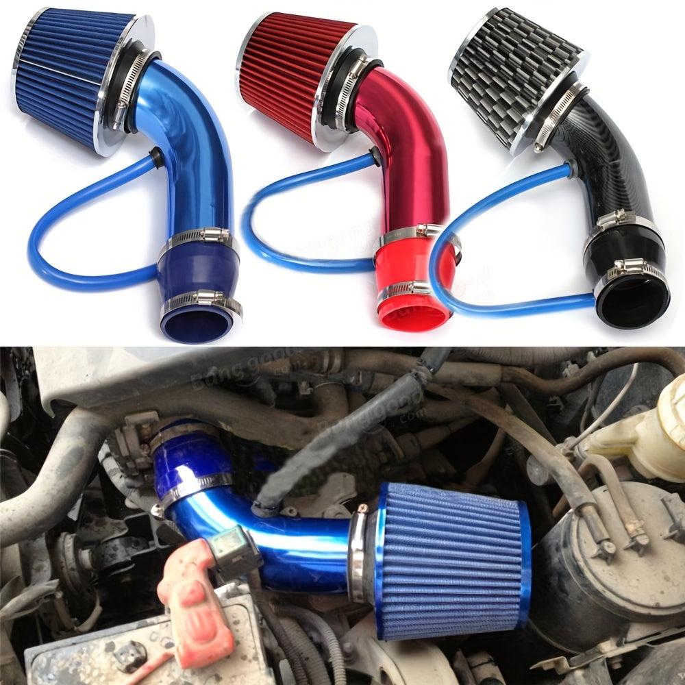 Universal Aluminum 76mm 3-Inch Air Intake Filter Pipe Kit Car Modification
