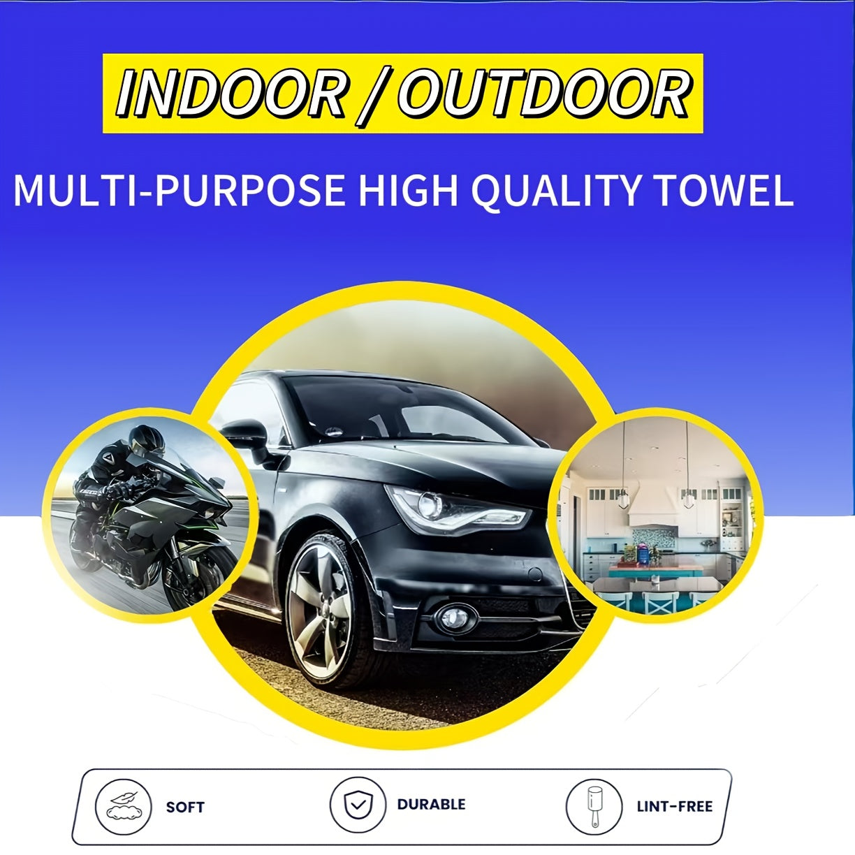 Avtomobil va uy uchun 5 ta mikrotozalash sochiqlari, lintsiz mato