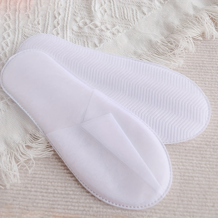 10 Pcs White Non-Slip Disposable Slippers for Hotel Travel Home