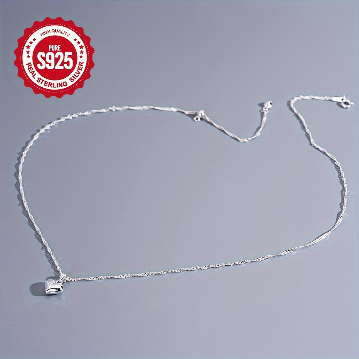 Har kuni kiyish uchun toza S925 sterling kumush yurak shaklidagi pendant marjon