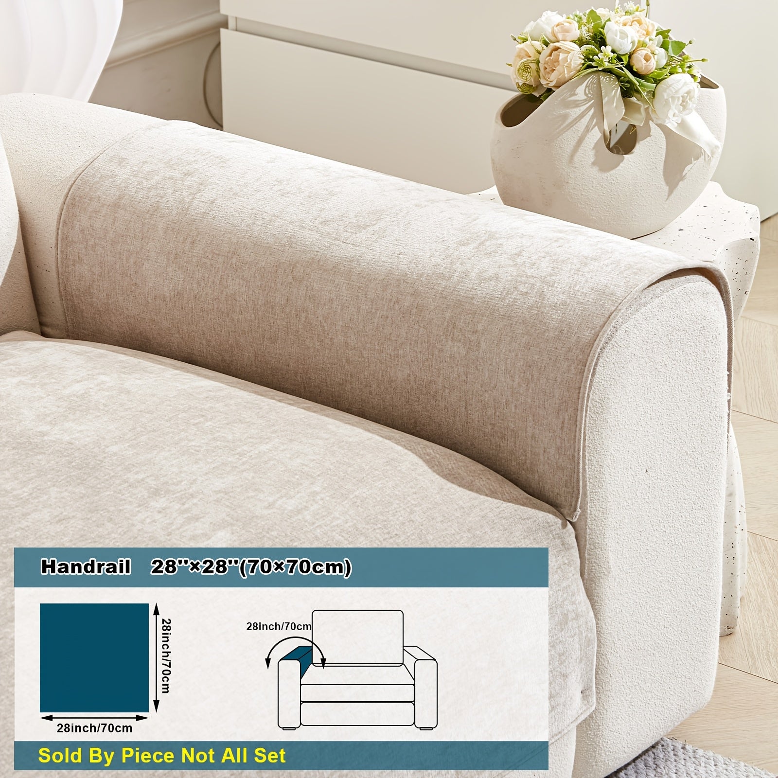 Chenille Sofa Cover Non-Slip Pet-Friendly All Seasons Fits 1-4 Seaters Light Beige