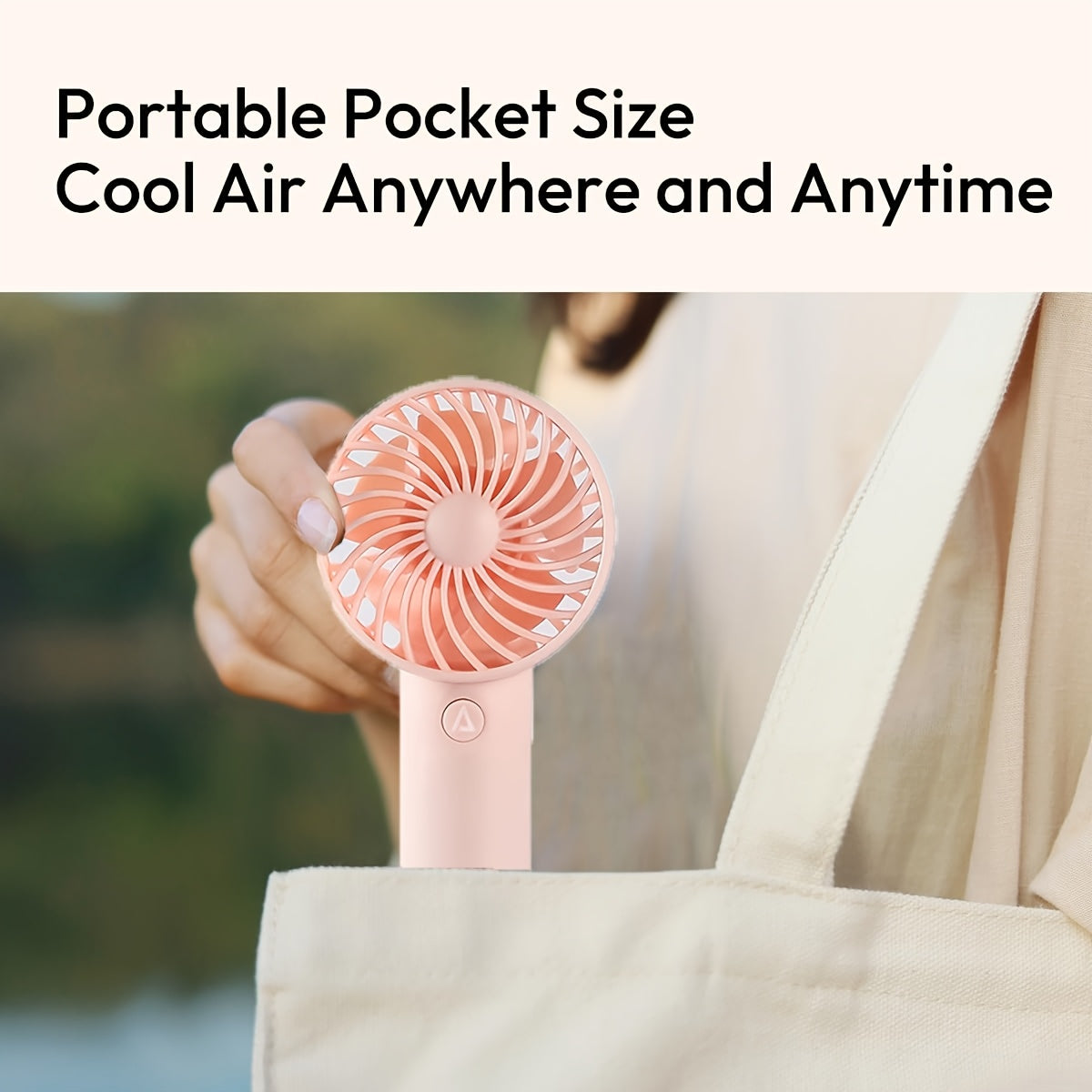 Portable Handheld Fan with 3 Speeds and Rechargeable 400mAh Battery for Indoor Outdoor Use