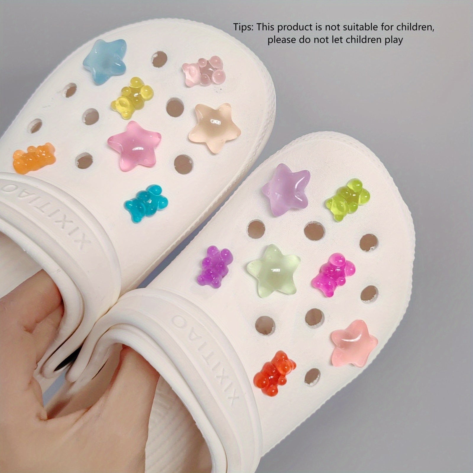 Kids Luminous Bear Shoe Charms Set PVC Vibrant Night Glow Sandals Decor