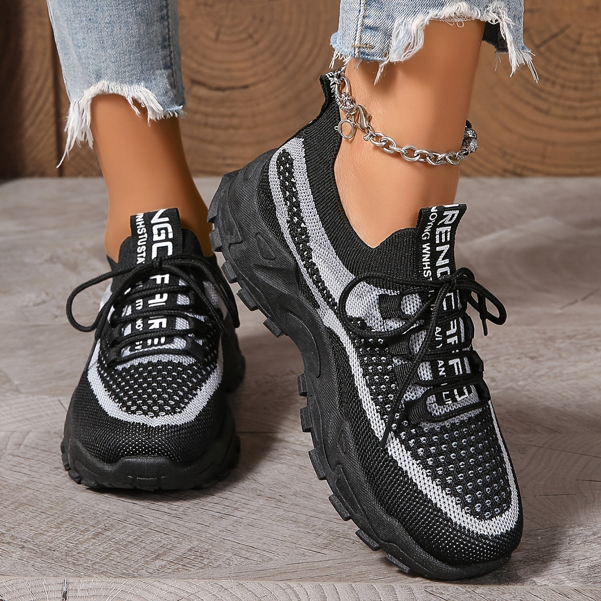 Women's Breathable Knit Low-Top Running Sneakers Lightweight Casual Shoes