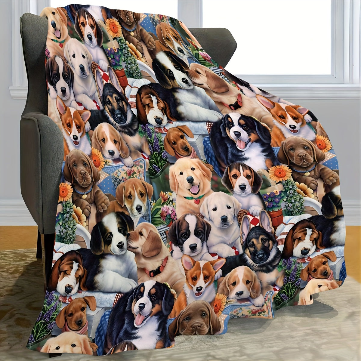 Dog Blanket Soft Flannel Throw for Dogs Cozy All-Season Bed Couch Use