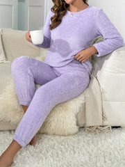 Conjunto de pijama de terciopelo para mujer para otoño e invierno, cómodo para descansar, color sólido
