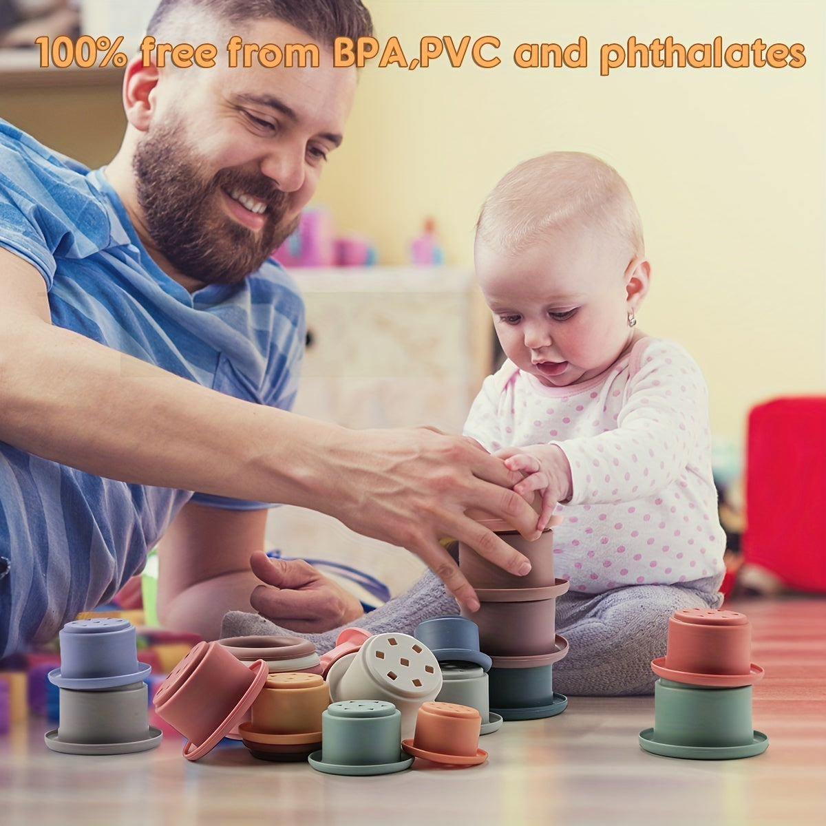 Tazas apilables para bebé, bloques de construcción de silicona, forma de reloj de arena, juguete educativo para infantes