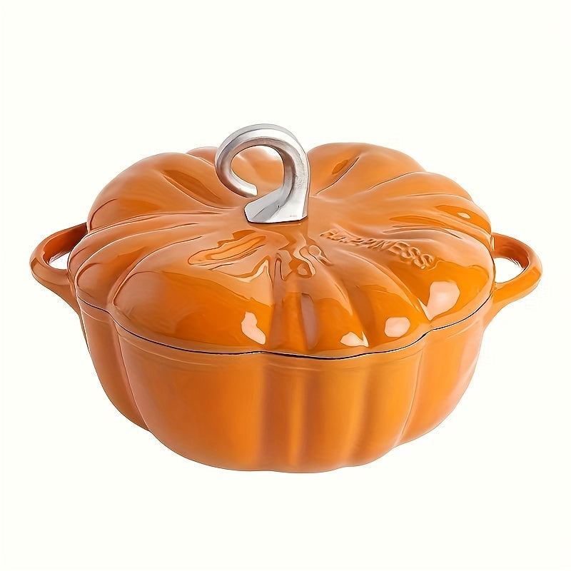Durable Cast Iron Pot for Pumpkin Soup Non-Stick Coating Gas Induction Electric Stoves