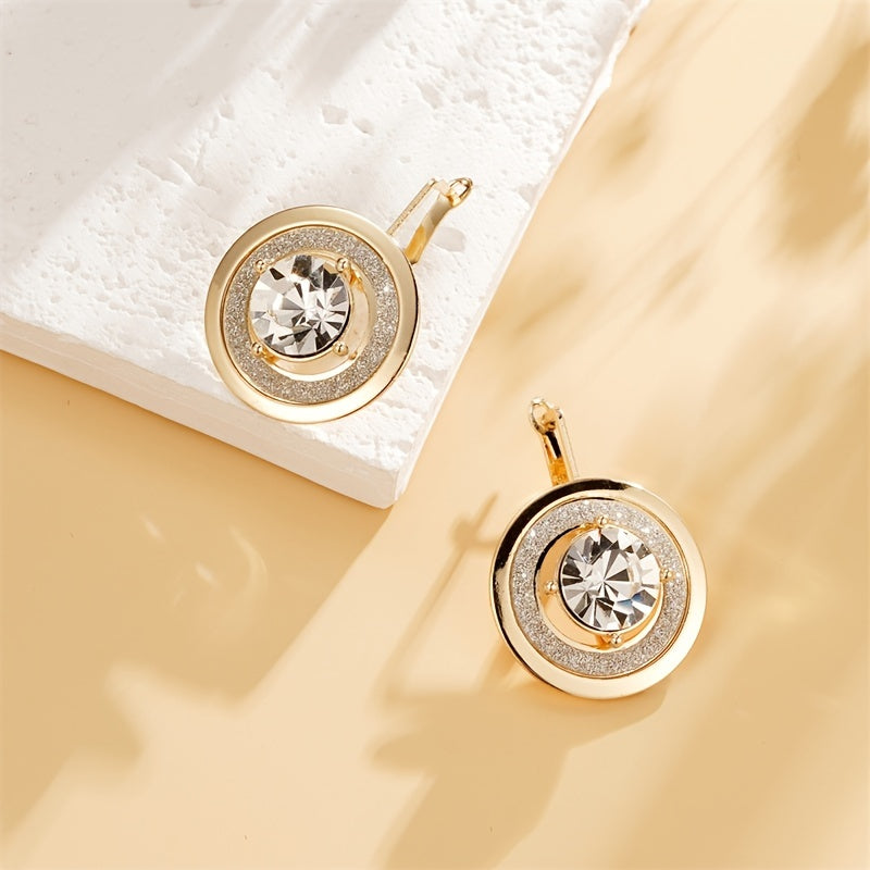 Gold-Plated Copper Earrings with Rhinestones for Women Stylish Jewelry for Everyday or Events