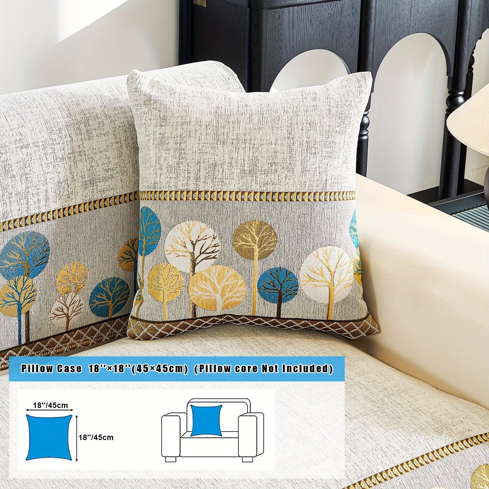 Chenille Sofa Slipcover with Geometric Embroidery Pet-Friendly Fabric for Home Decor